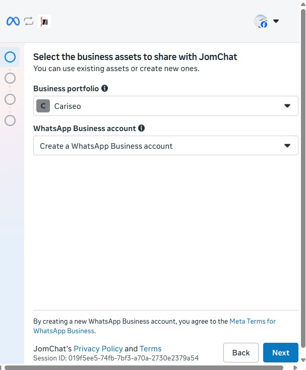 Pilih Create a WhatsApp Business account, kemudian Next