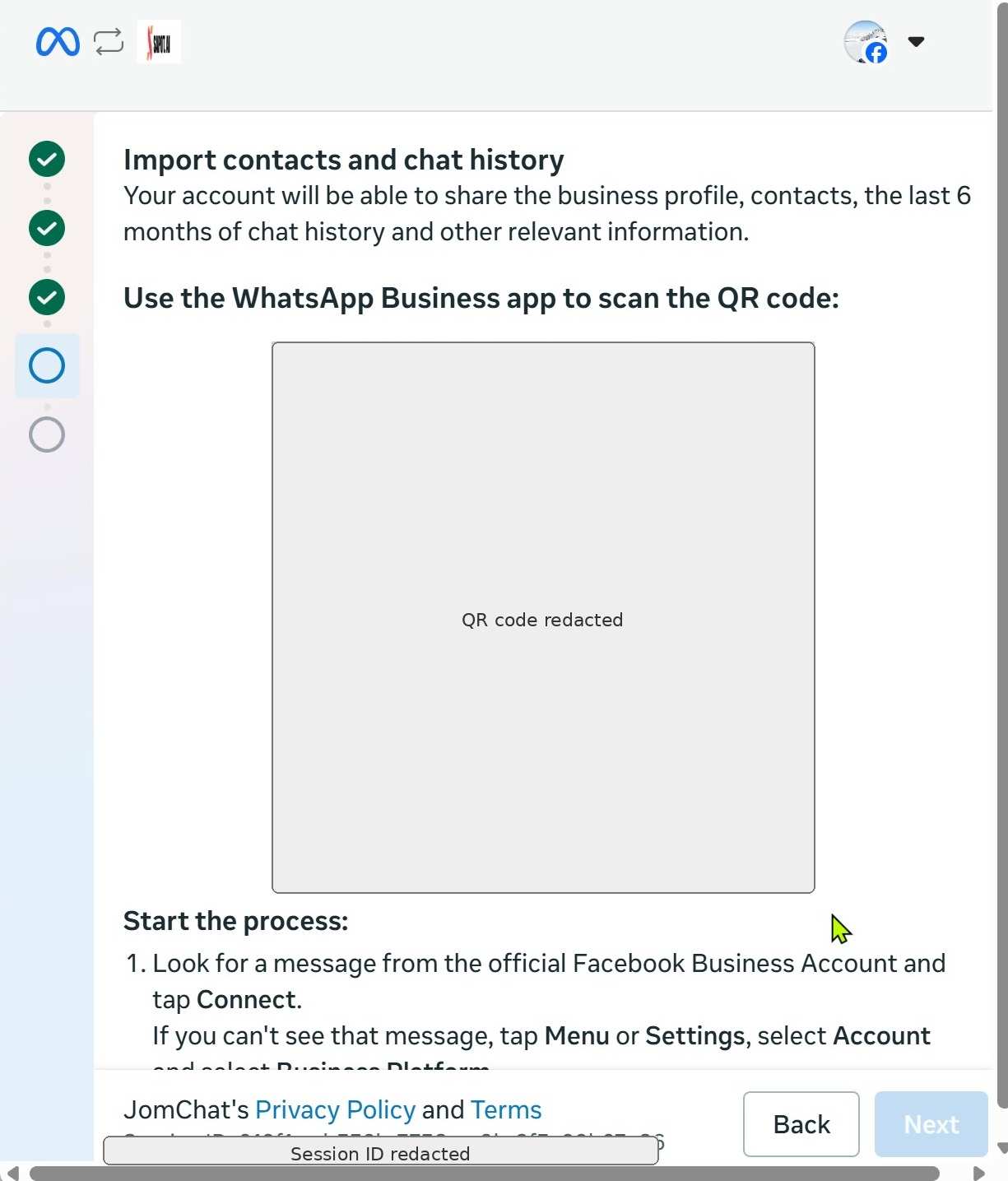 Imbas kod QR dengan aplikasi WhatsApp Business