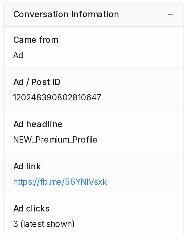 Conversation Information with the ad rows