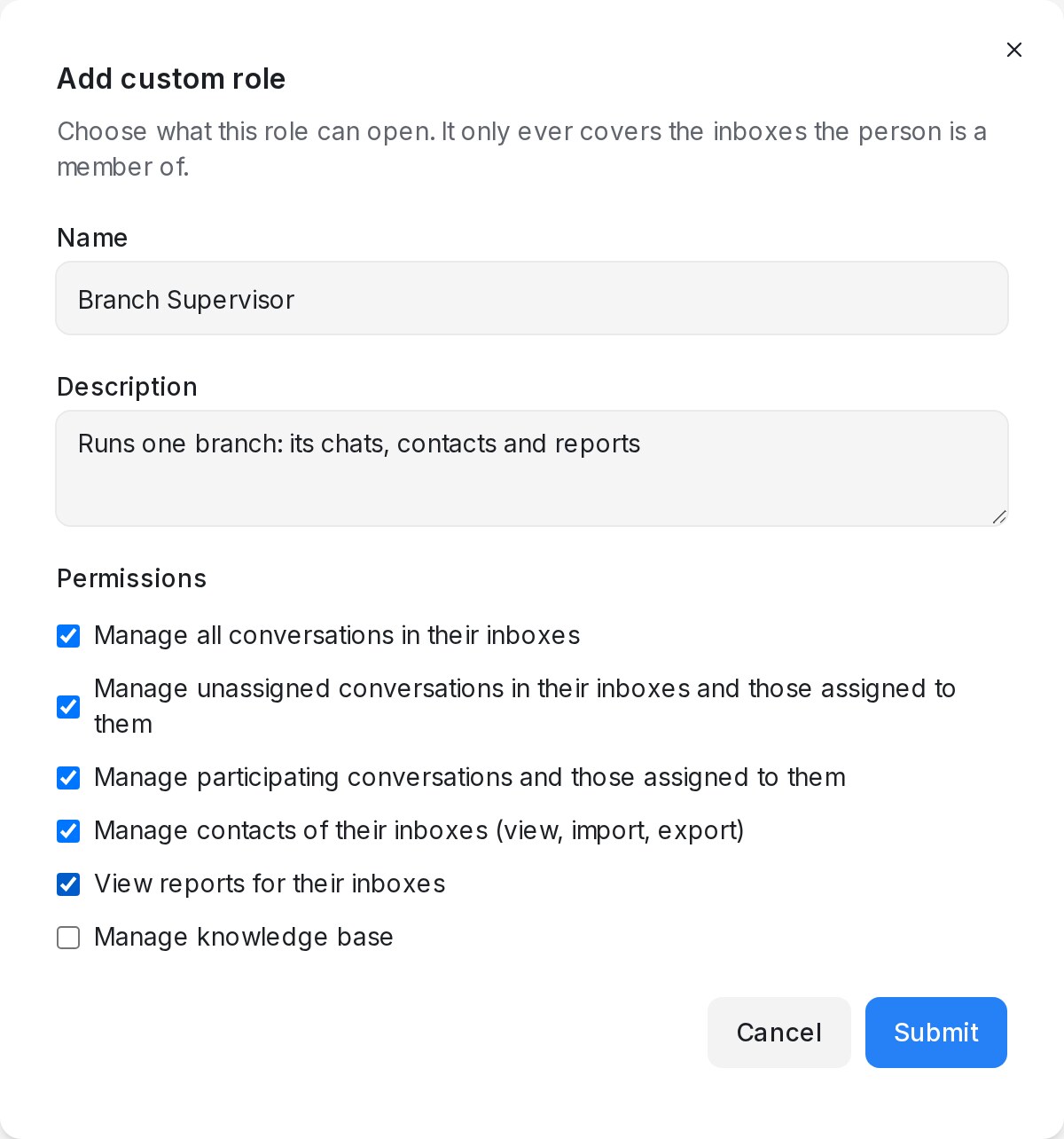 Dialog Add custom role