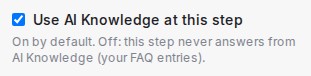 The Use AI Knowledge at this step setting in a step panel