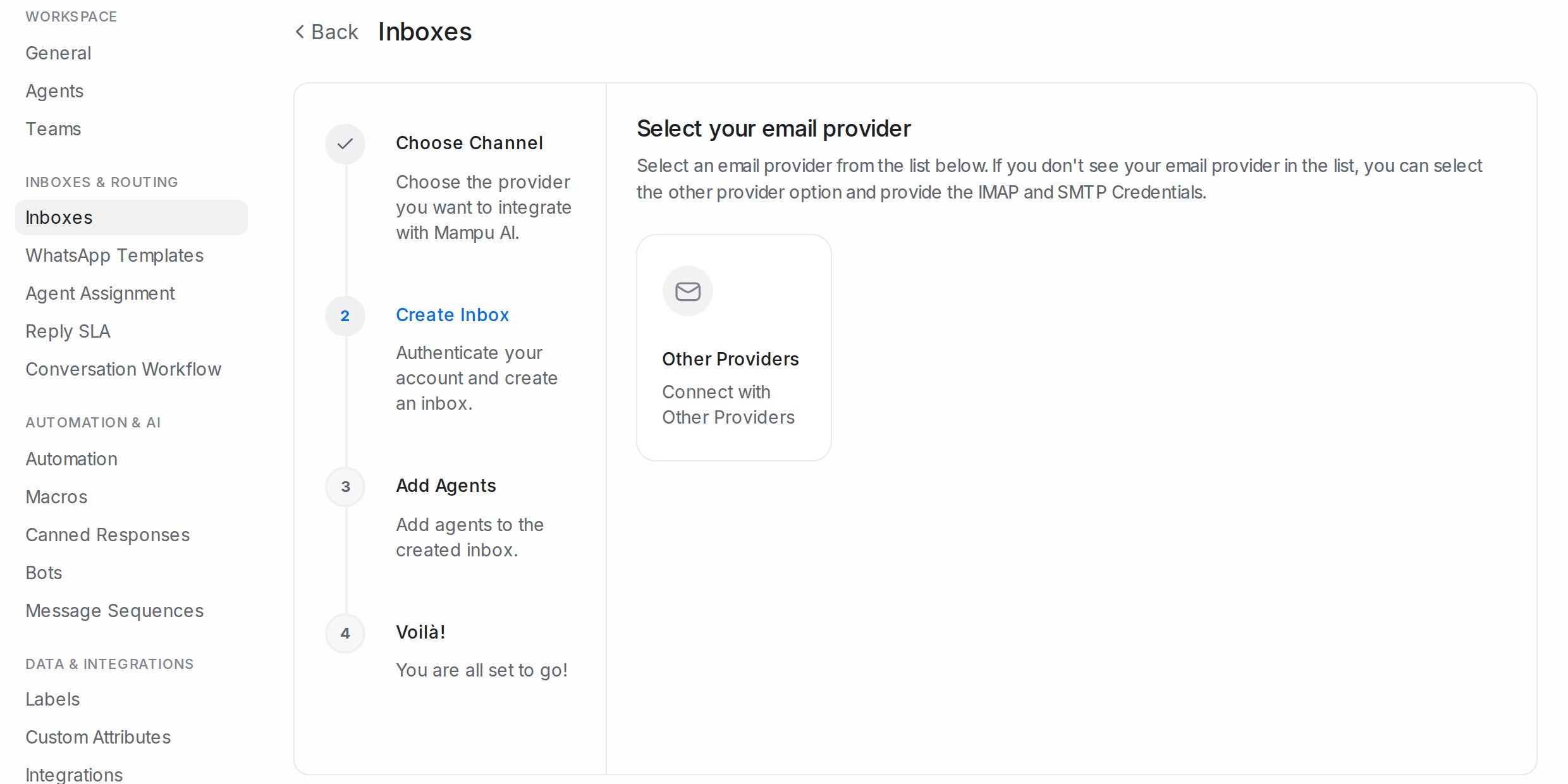 Choosing the email provider