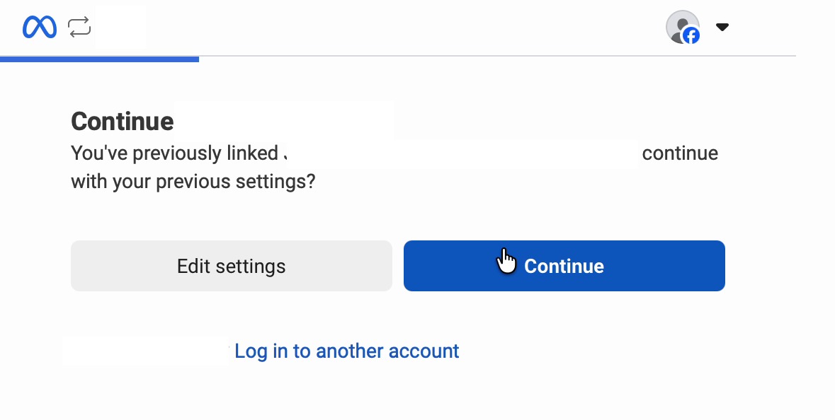 Dialog pengesahan teruskan Facebook
