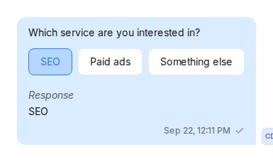 The conversation shows the options the customer was offered