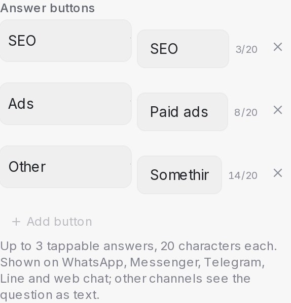 Answer buttons on a condition block