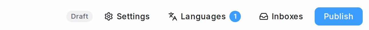 The Languages button in the designer header, with a badge for one extra language