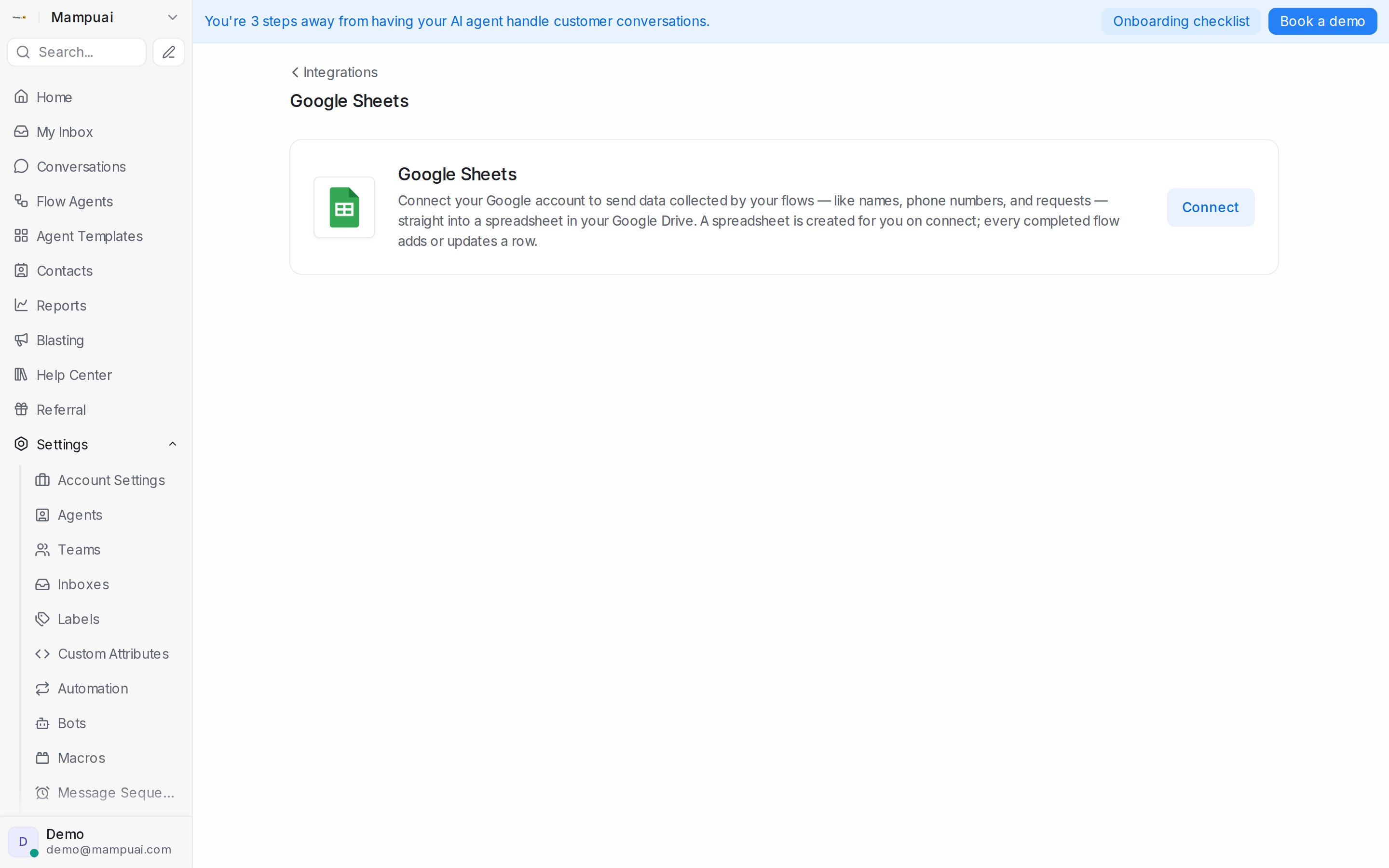Integrasi Google Sheets