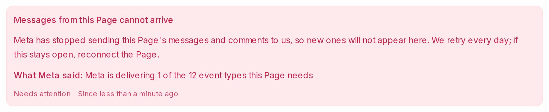 A red notice at the top of an inbox's Settings tab