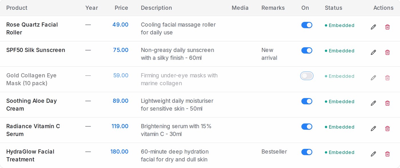 A product switched off in the catalogue