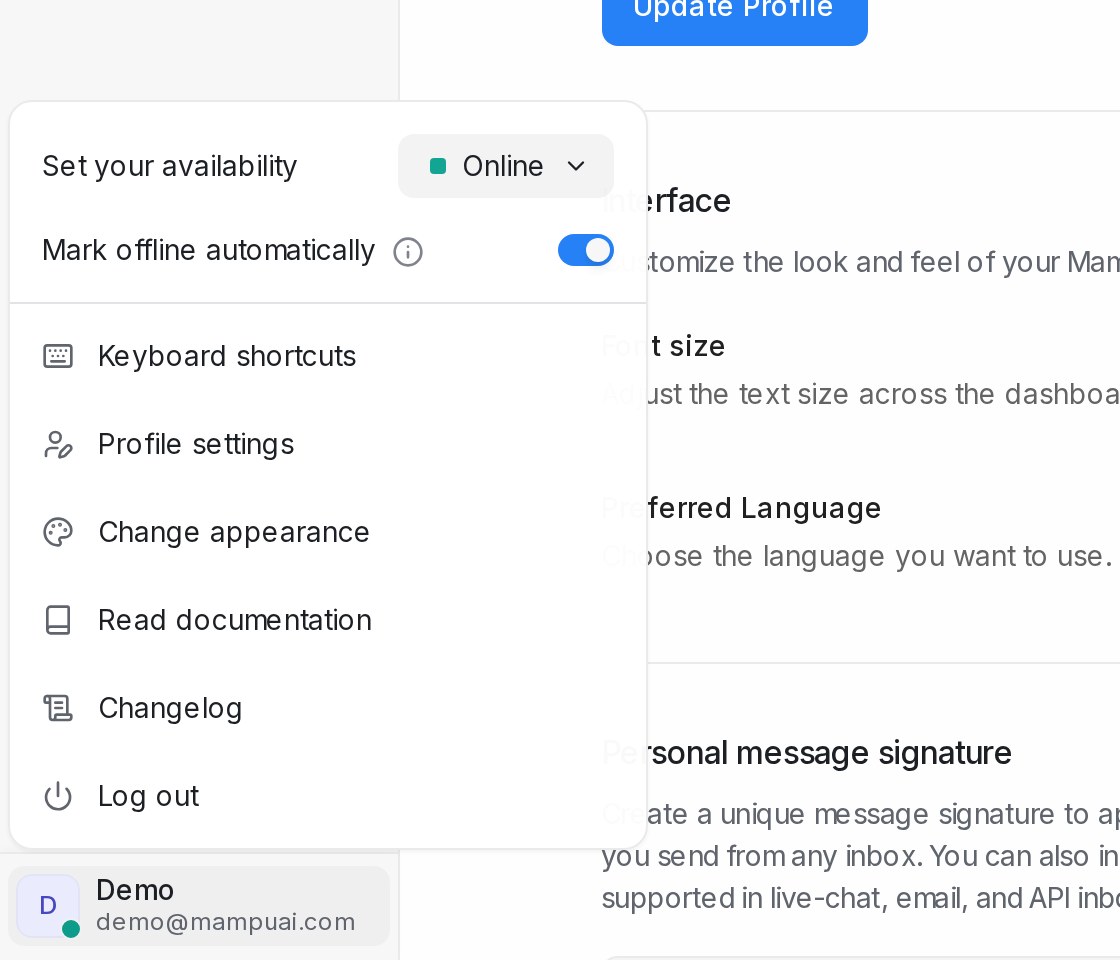 Menu profil