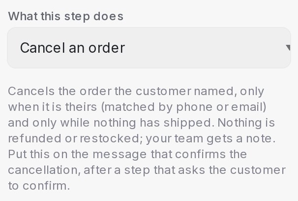 Cancel an order 选项