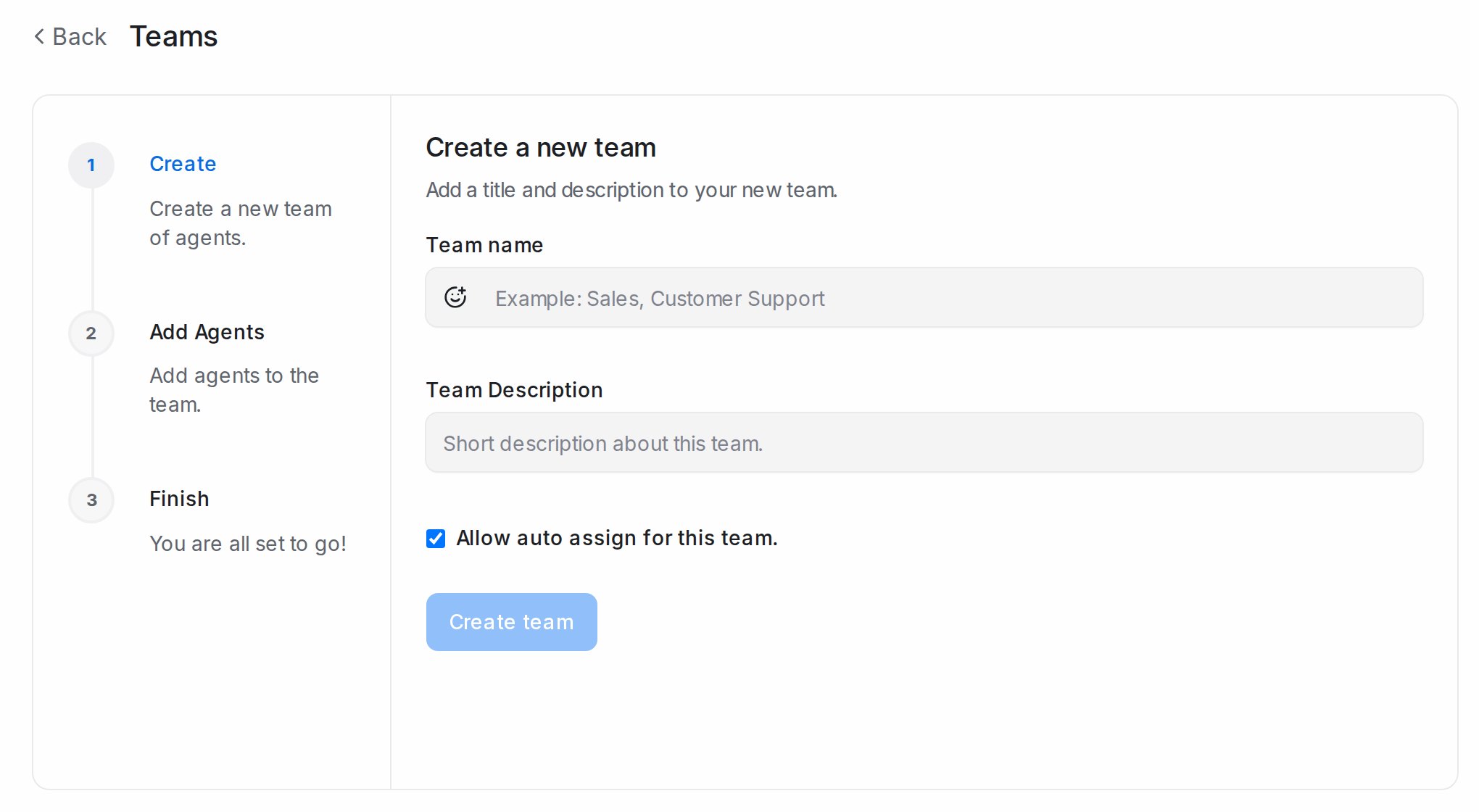 Creating a team