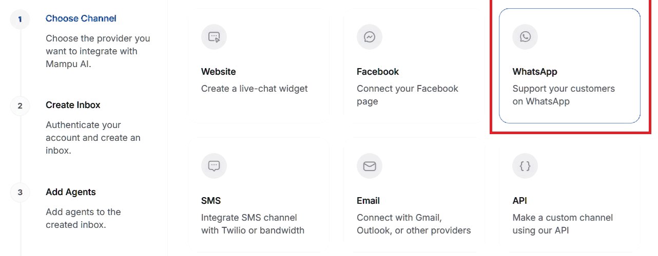 Choose Channel with WhatsApp highlighted