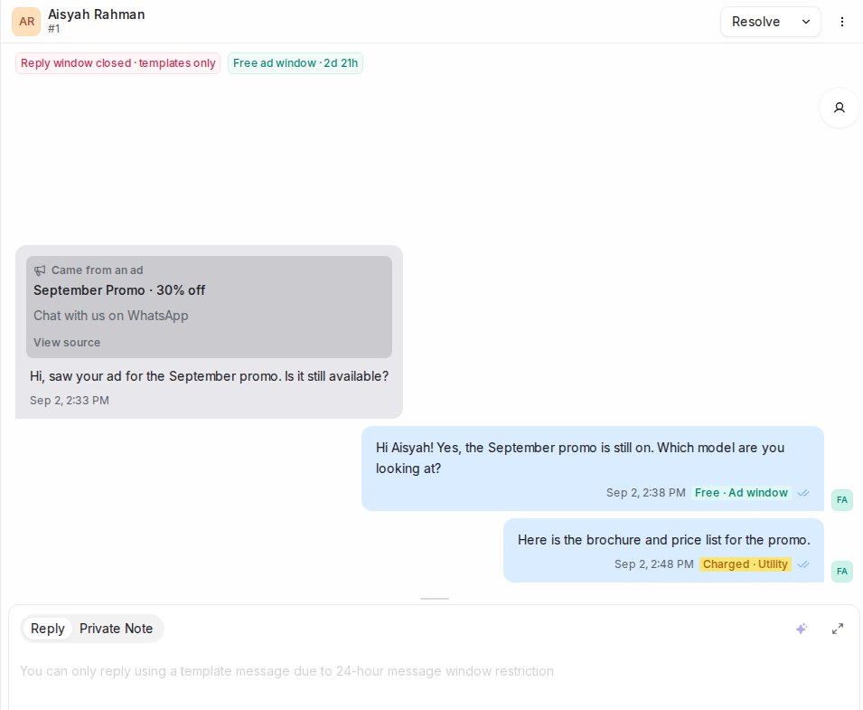 Closed reply window with the templates-only reply box