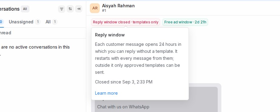 Hover card explaining the Reply window
