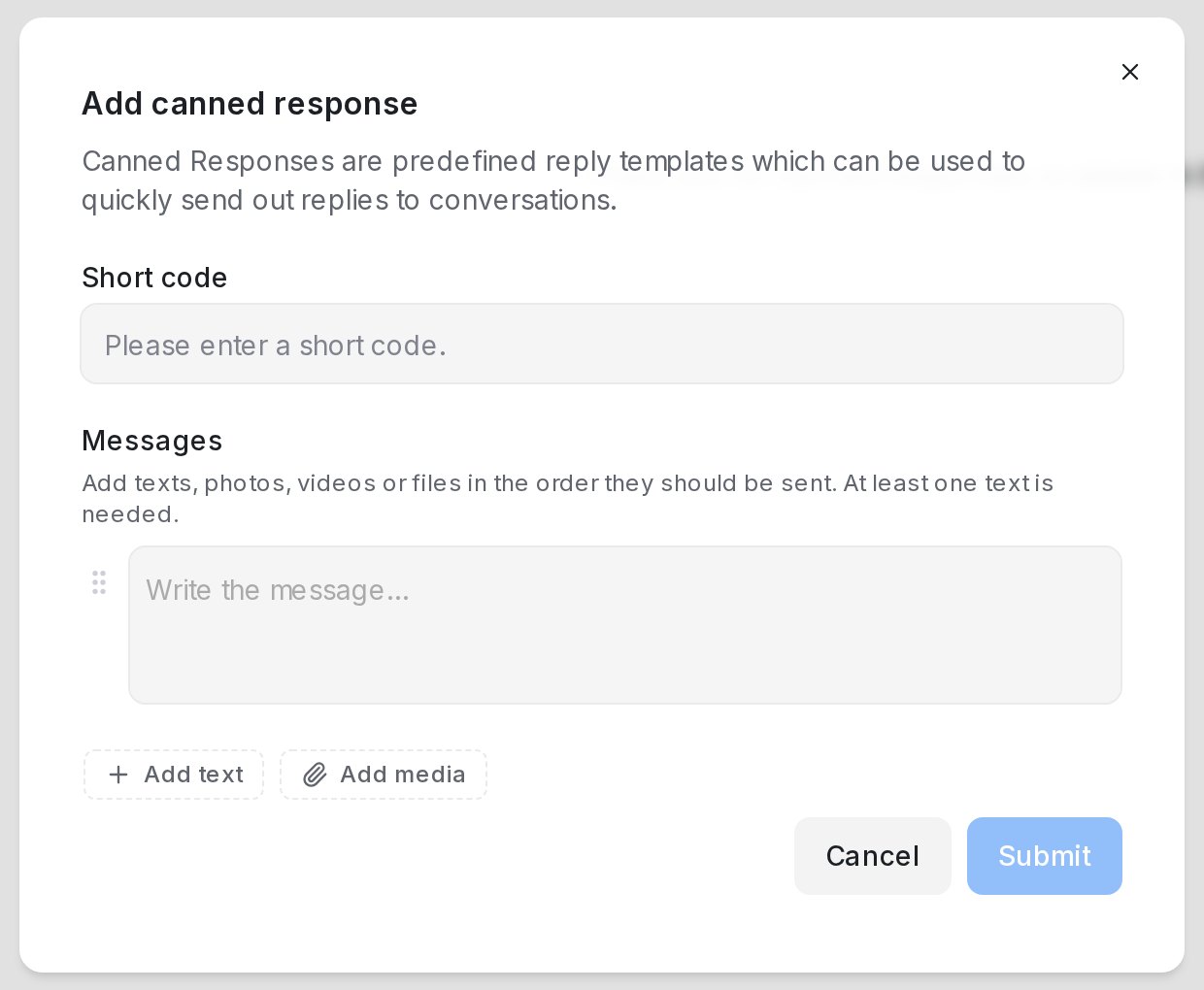 The Add canned response dialog