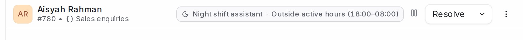 Conversation badge reading Outside active hours
